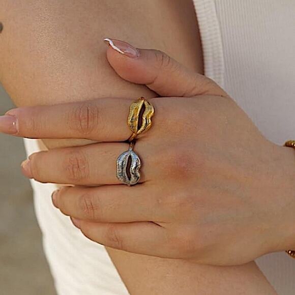 Stainless Steel Lip Resizable Ring Gold Plated Hip Hop Trendy - Picture 6 of 16